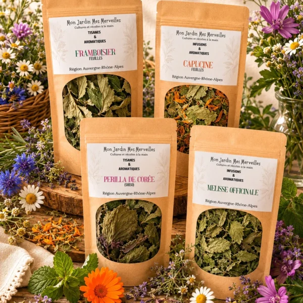 sachets de tisanes en plantes seules